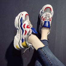 Load image into Gallery viewer, Women Platform Chunky Sneakers 5cm high lace-up Casual Vulcanize Shoes luxury Designer Old Dad female fashion Sneakers 2019