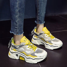 Load image into Gallery viewer, Women Platform Chunky Sneakers 5cm high lace-up Casual Vulcanize Shoes luxury Designer Old Dad female fashion Sneakers 2019