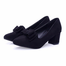 Load image into Gallery viewer, 2020 slipony Brand Big Size Women spring shoes bow square shoe heel women Female Ladies Party With Bow slip on Brand Women Pumps