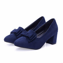 Load image into Gallery viewer, 2020 slipony Brand Big Size Women spring shoes bow square shoe heel women Female Ladies Party With Bow slip on Brand Women Pumps
