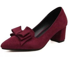 Load image into Gallery viewer, 2020 slipony Brand Big Size Women spring shoes bow square shoe heel women Female Ladies Party With Bow slip on Brand Women Pumps