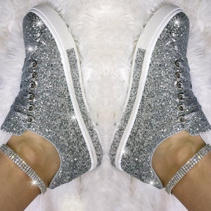 2020 Women Vulcanize Shoes Sneakers Bling Shoes Girl Glitter Sneakers Casual Female Breathable Lace Up Outdoor Sport Shoes