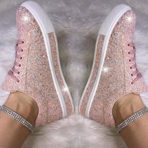 2020 Women Vulcanize Shoes Sneakers Bling Shoes Girl Glitter Sneakers Casual Female Breathable Lace Up Outdoor Sport Shoes